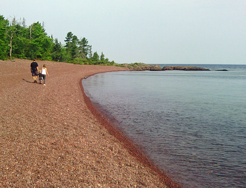 walking the rocky beach at hunters point